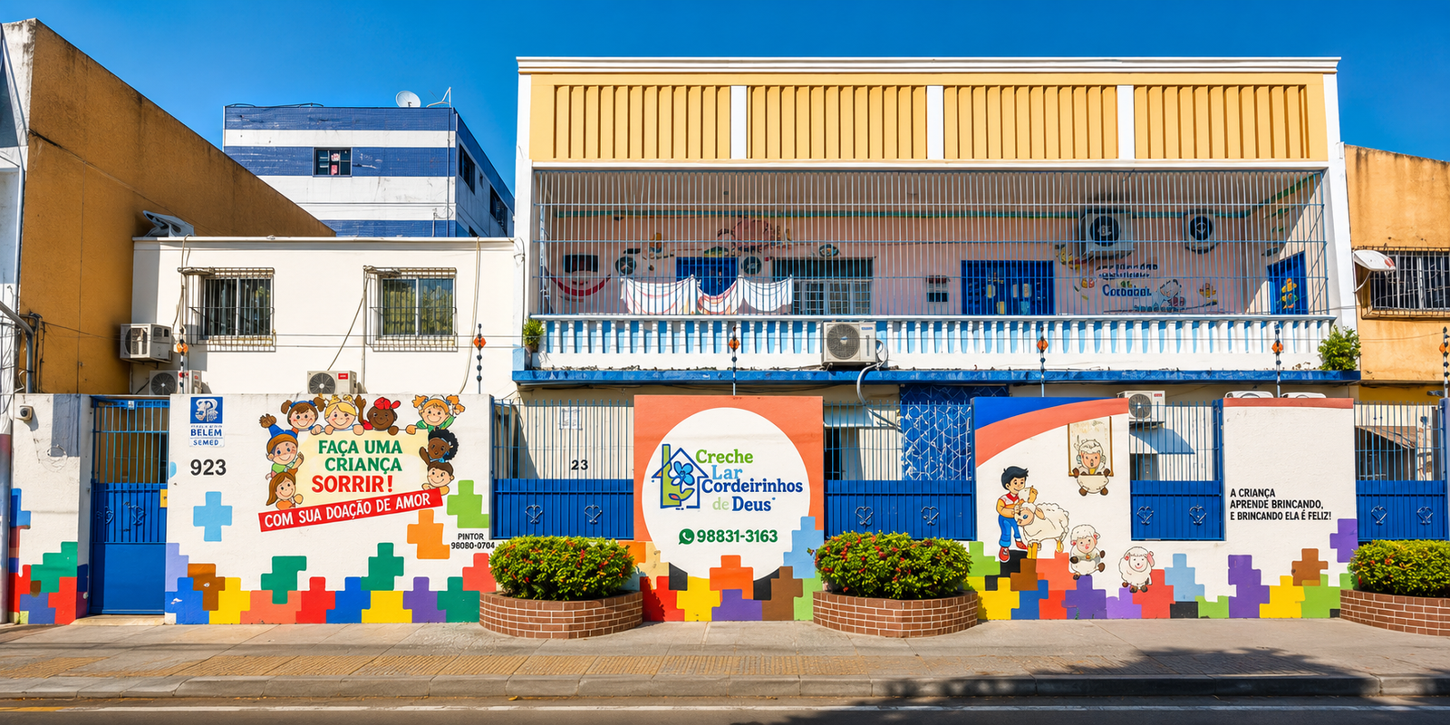 Fachada da Creche Casa Lar Cordeirinhos de Deus